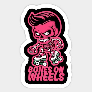 Pink Skeleton on Skates - Bones on Wheels Sticker